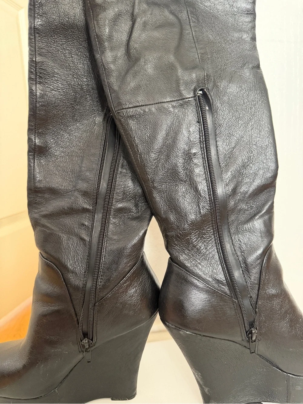Aldo Over the Knee Black Wedge Boots - 6.5 US